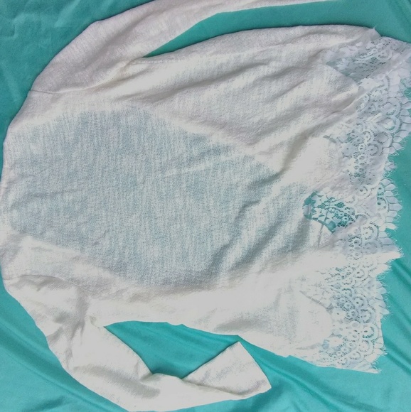 Ivory Knit and Lace Cardigan Sweater LAST ONE! - Picture 2 of 8